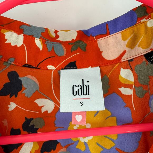CABI Blouse Size Small 5892 Replay Floral Short Sleeve V-Neck Tunic Office Work - Picture 5 of 16